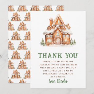 Gingerbread House Decorating Birthday Party Thank You Card