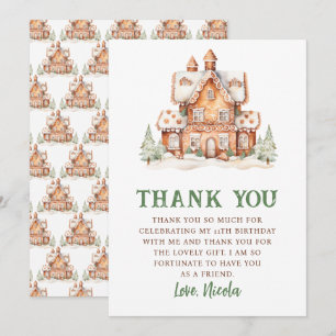 Gingerbread House Decorating Birthday Party Thank You Card