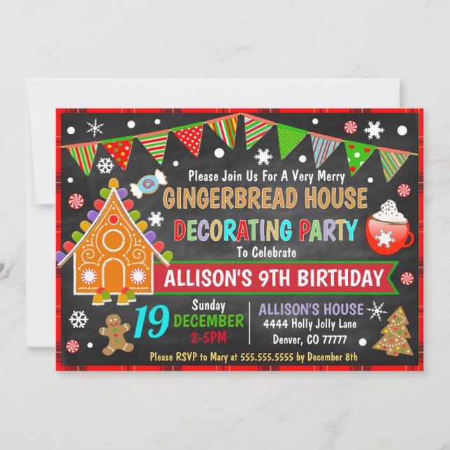 Gingerbread House Decorating Christmas Invitation (Front)