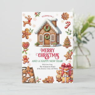 Gingerbread House Decorating Christmas Party Holiday Card