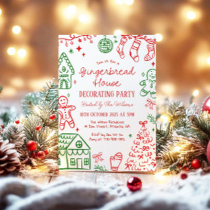Gingerbread House Decorating Christmas Party Invitation