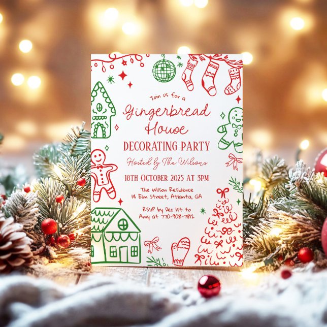 Gingerbread House Decorating Christmas Party Invitation (Creator Uploaded)