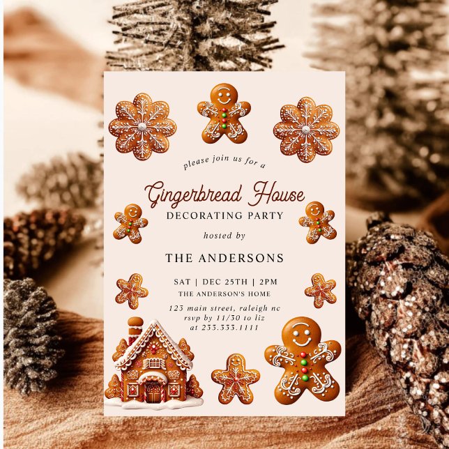 Gingerbread House Decorating Christmas Party Invitation (Creator Uploaded)