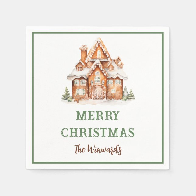 Gingerbread House Decorating Christmas Party Napkin (Front)