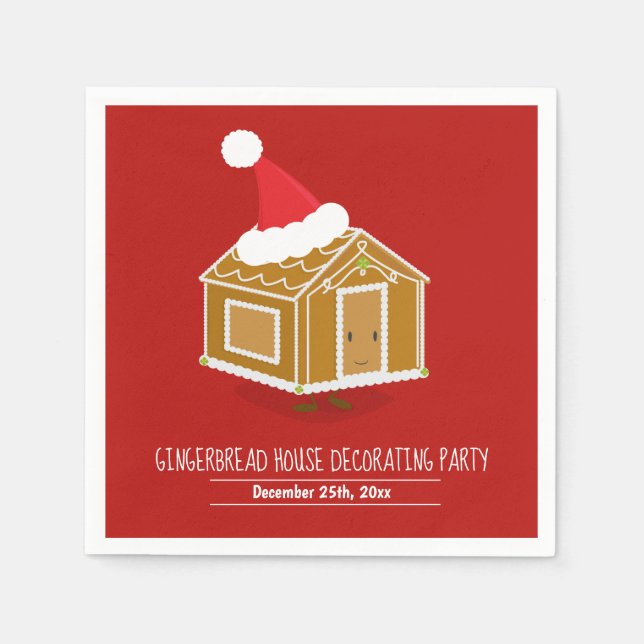 Gingerbread House Decorating Christmas Party Napkin (Front)