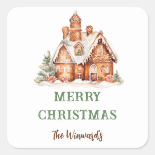 Gingerbread House Decorating Christmas Party Square Sticker