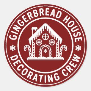 Gingerbread House Decorating Crew Christmas Family Classic Round Sticker