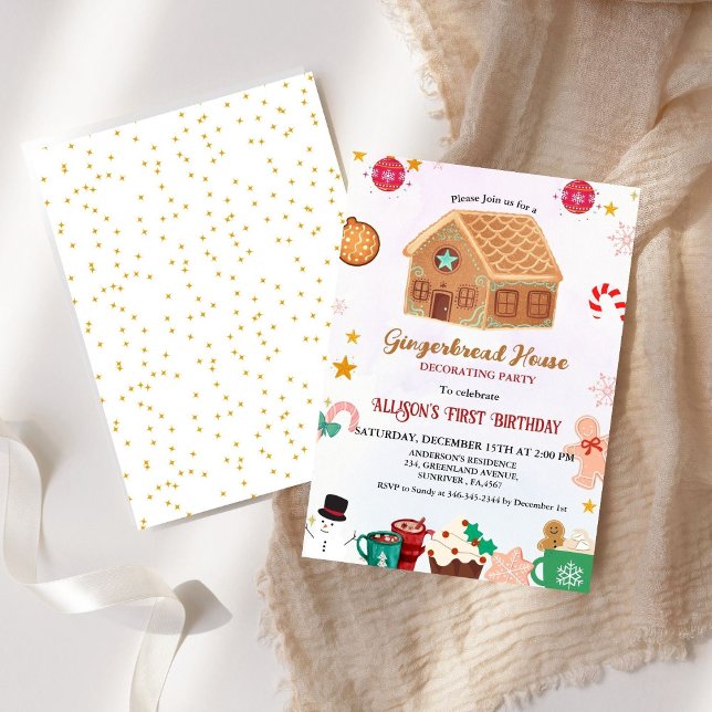 Gingerbread House Decorating Party 1St Birthday Invitation (Creator Uploaded)