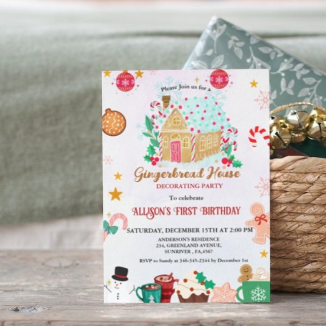 Gingerbread House Decorating Party 1St Birthday Invitation (Creator Uploaded)