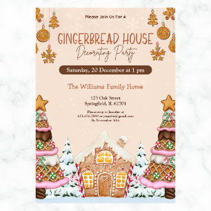 Gingerbread House Decorating Party Brown Invitation
