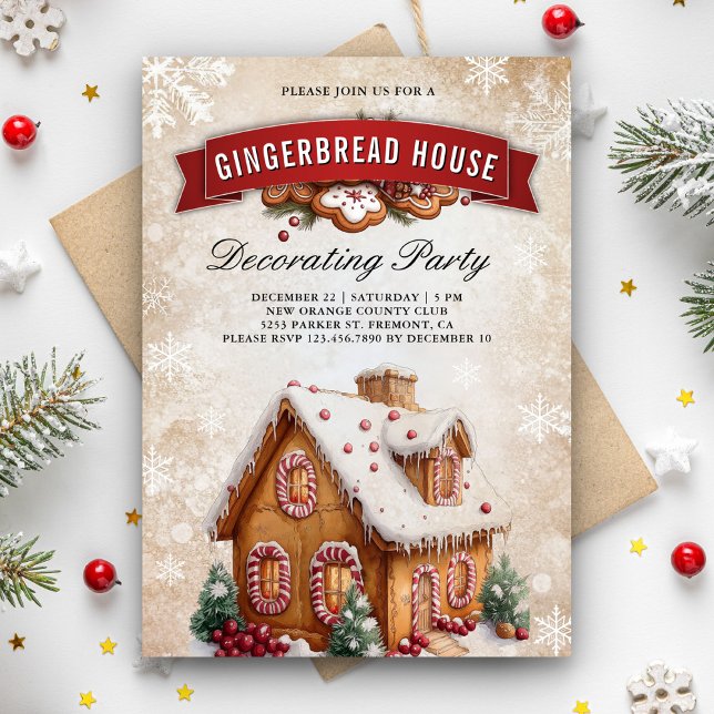 Gingerbread House Decorating Party Christmas Invitation (Creator Uploaded)