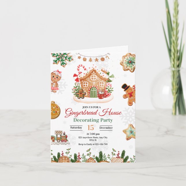 Gingerbread House Decorating Party Christmas  Invitation (Front)