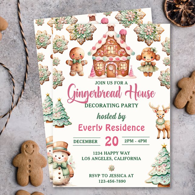 Gingerbread House Decorating Party Cookie Invitation (Creator Uploaded)