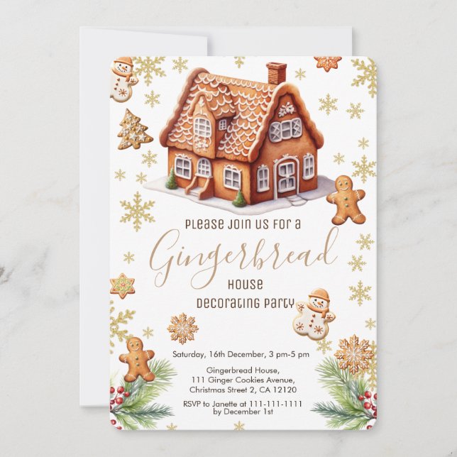 Gingerbread House Decorating Party INVITATION (Front)