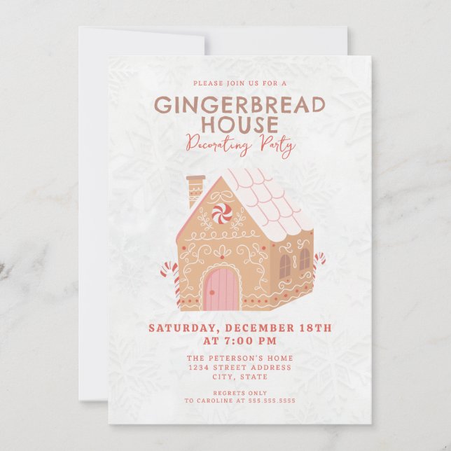 Gingerbread House Decorating Party Invitation (Front)