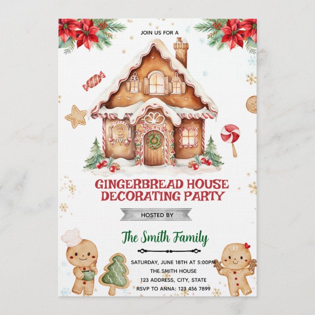 Gingerbread House Decorating Party Invitation (Front)