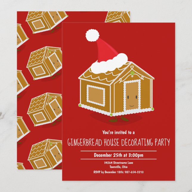Gingerbread House Decorating Party Invitation (Front/Back)