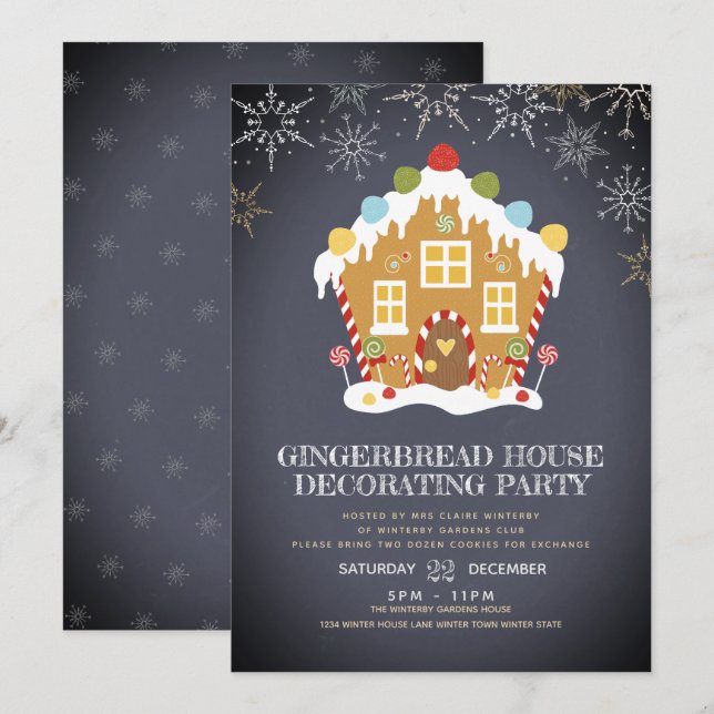 Gingerbread House Decorating Party Invitation (Front/Back)