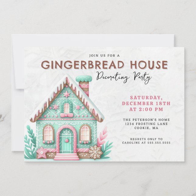 Gingerbread House Decorating Party Invitation (Front)