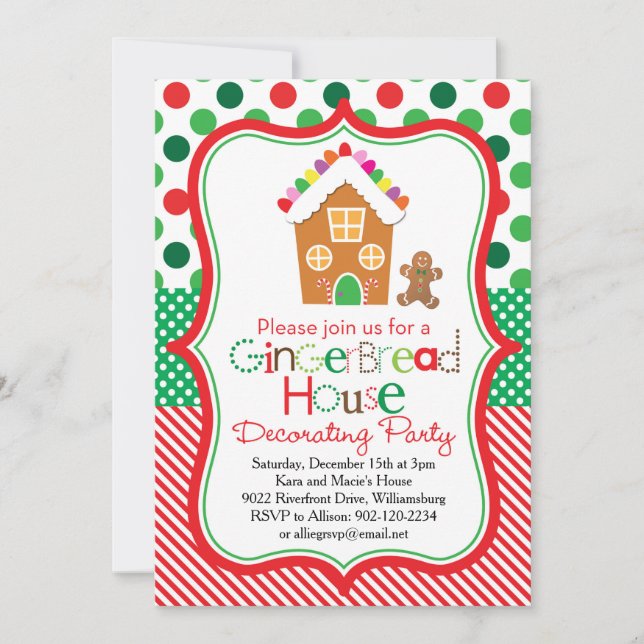 Gingerbread House Decorating Party Invitation (Front)