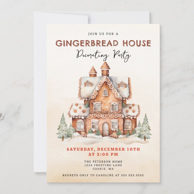 Gingerbread House Decorating Party Invitation (Front)