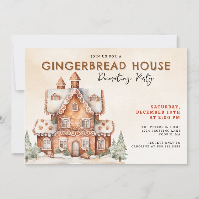 Gingerbread House Decorating Party Invitation (Front)
