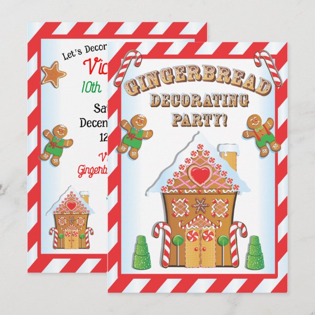 Gingerbread House Decorating Party Invitations (Front/Back)