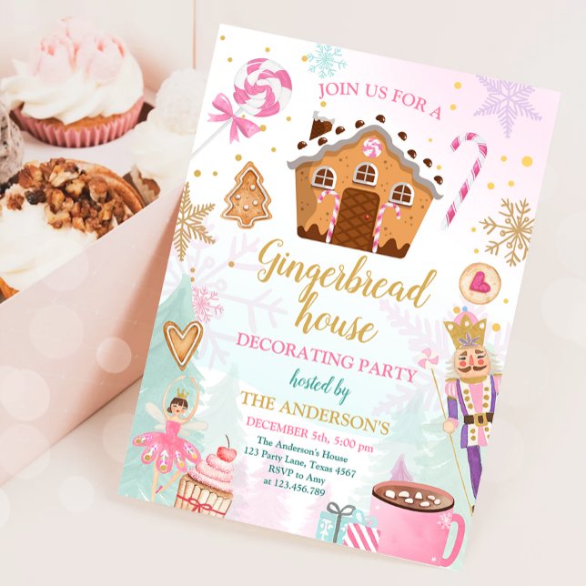 Gingerbread House Decorating Party Invite Cookie (Creator Uploaded)