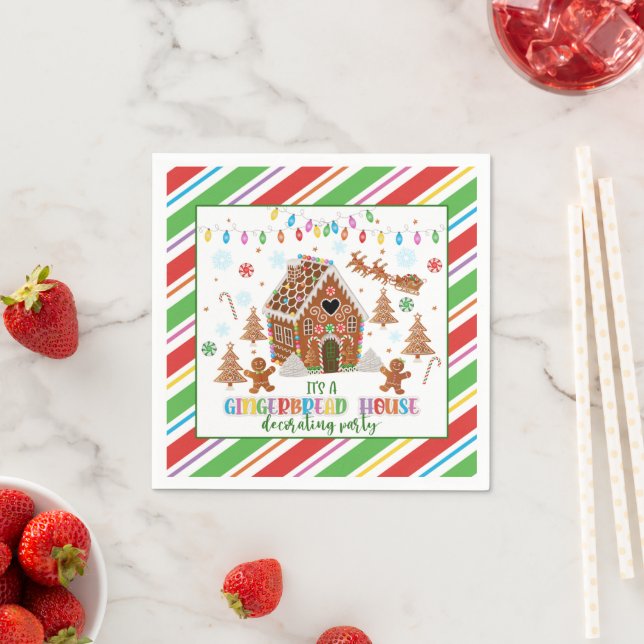 Gingerbread House Decorating Party Napkin -  WH (Insitu)