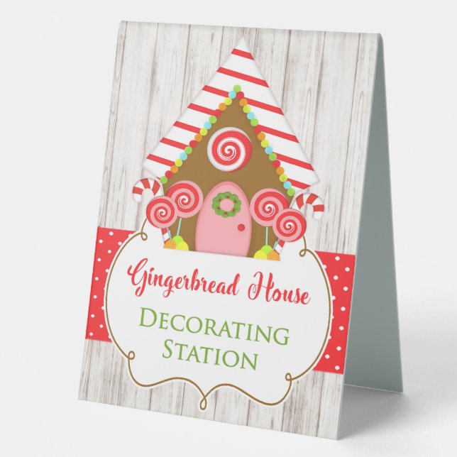 Gingerbread House Decorating Party Table Sign (Front)
