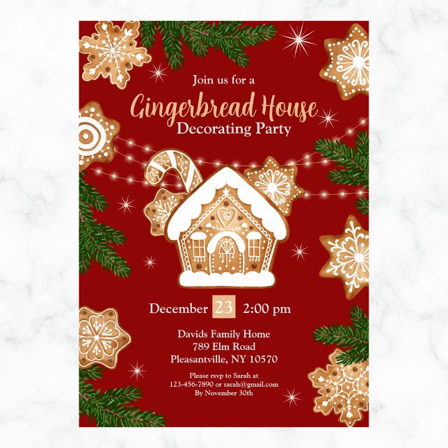 Gingerbread House Decorating Party Watercolor  Invitation (Creator Uploaded)