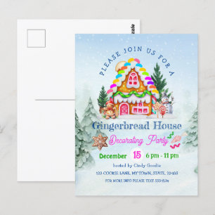 Gingerbread House Decorating Party Winter Holiday Postcard