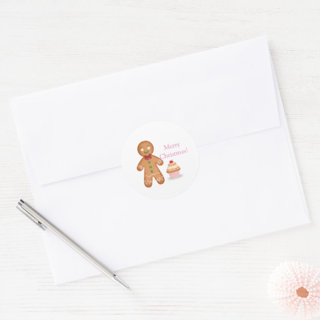 Gingerbread House Decorating Post Card  Classic Round Sticker (Envelope)