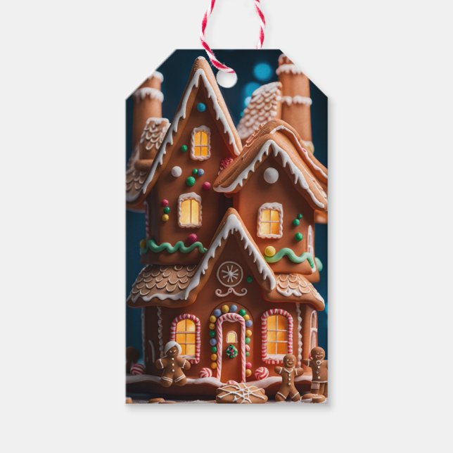 Gingerbread House Figure Christmas Gift Tag (Front)