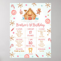 Gingerbread House First Birthday Milestone Board