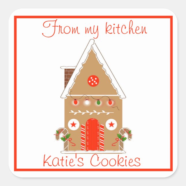 Gingerbread House for Homemade Bakery Square Sticker (Front)