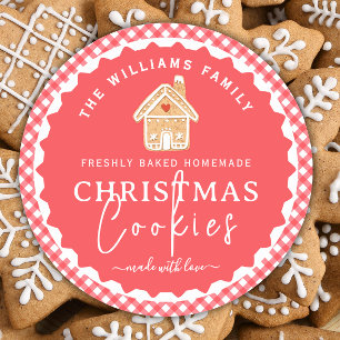 Gingerbread house Gingham Christmas Cookies Label