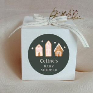 Gingerbread House Girl Baby Shower Favour Classic Round Sticker