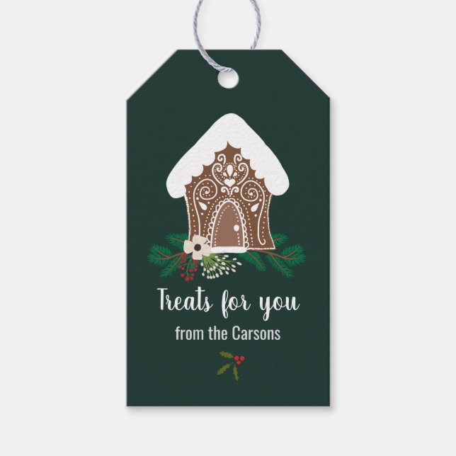 Gingerbread House Goodies Treats Gift Tags (Front)
