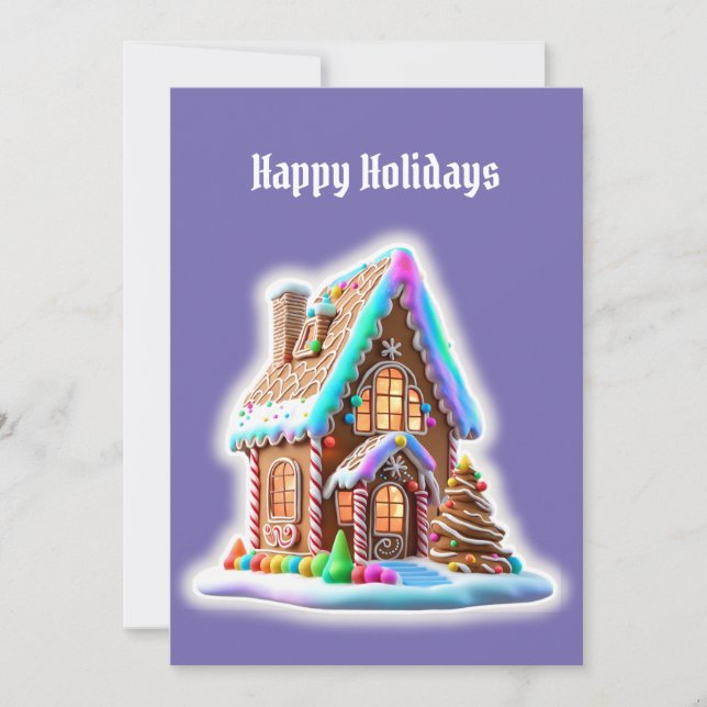 Gingerbread House Greeting Holiday Card (Front)