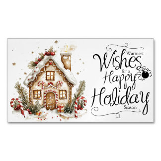 Gingerbread House Happy Holiday Magnetic Business Card