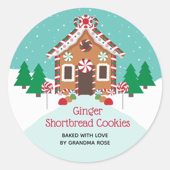 Gingerbread House Holiday Christmas Baking Classic Round Sticker (Front)