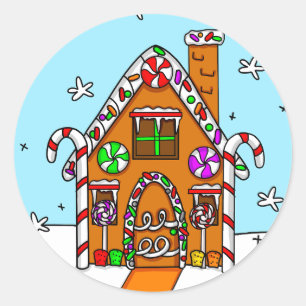 Gingerbread House Holiday Christmas Classic Round Sticker
