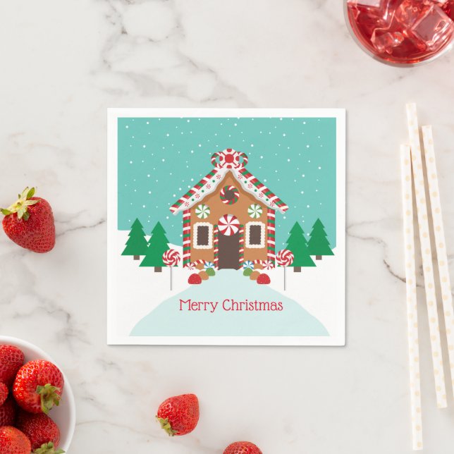 Gingerbread House Holiday Christmas Party Napkin (Insitu)