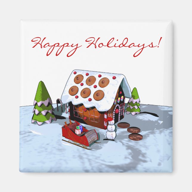 gingerbread house holiday magnet (Front)