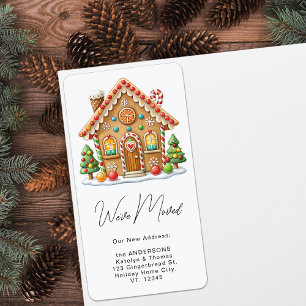 Gingerbread House Holiday Moving New Address  Label