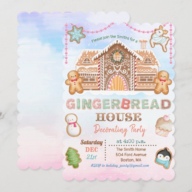 Gingerbread House Holiday Party Invitation (Front/Back)