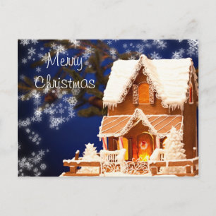 Gingerbread house holiday postcard