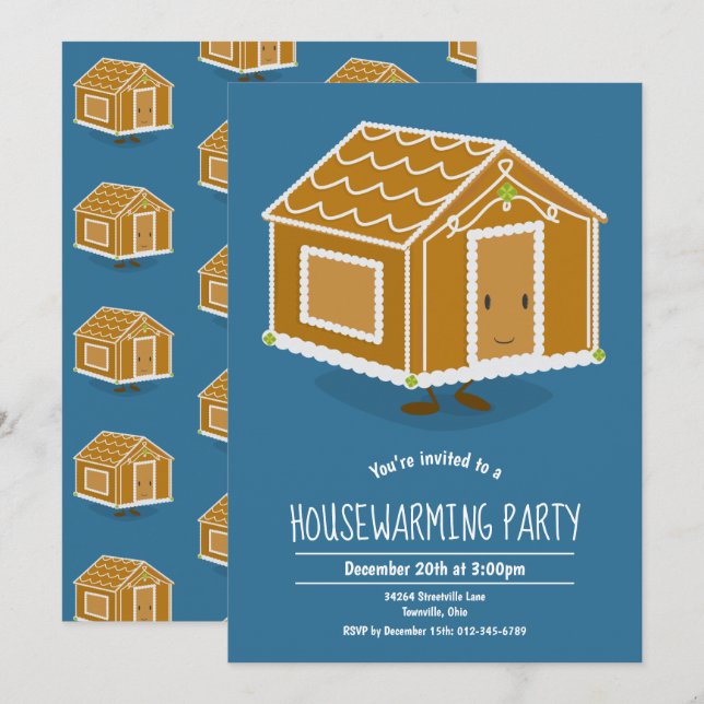 Gingerbread House Housewarming Party Invitation (Front/Back)