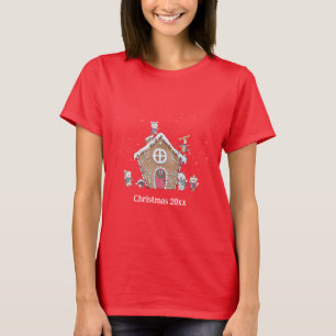 Gingerbread House Ice Skating Animals Custom Text  T-Shirt